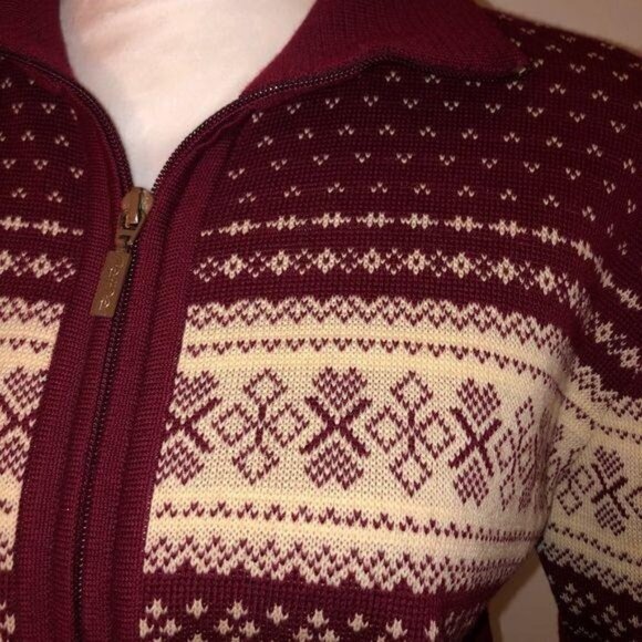 Steffner Sweater Womens Pure Wool Made In Austria Full Zipper Red Maroon - Picture 13 of 13